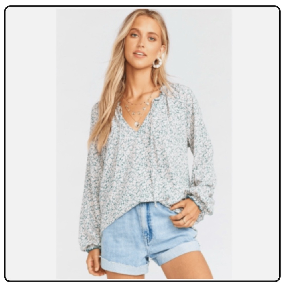 Show Me Your MuMu Charlene Peony Tunic Top Green Floral - Size Small EUC